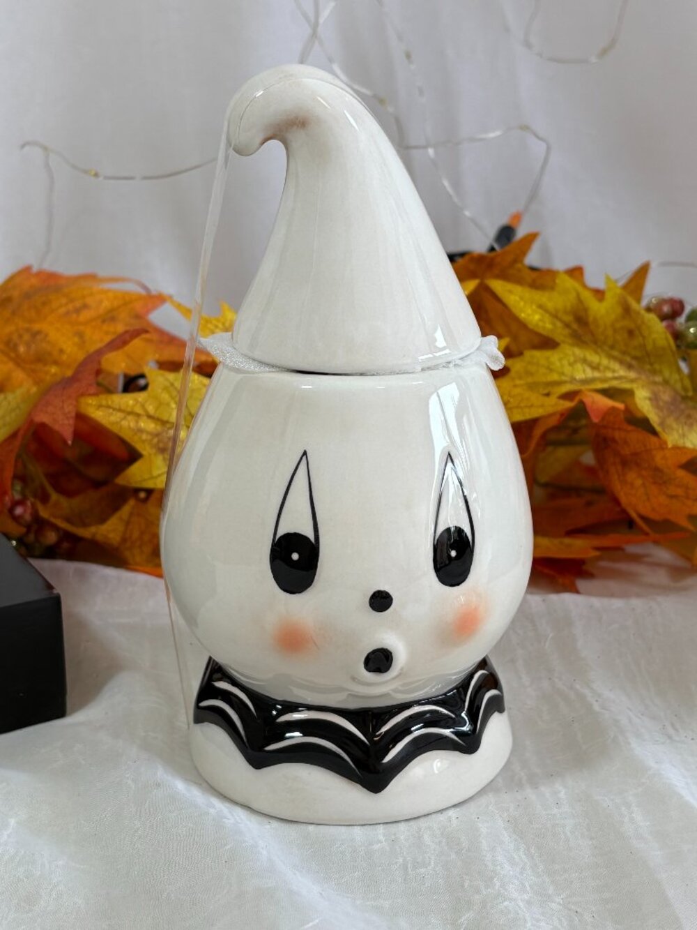Johanna Parker Mini Ceramic Ghost Candy Treat Jar Canister Halloween NEW